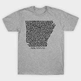 Arkansas State Outline Maze & Labyrinth T-Shirt